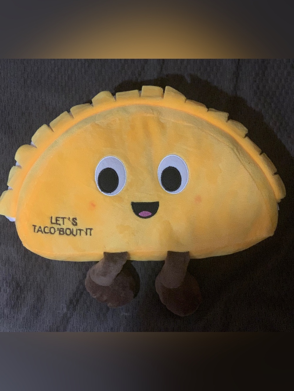 Yellow Taco Plush Kids Pillow with Embroidered Face- 12”